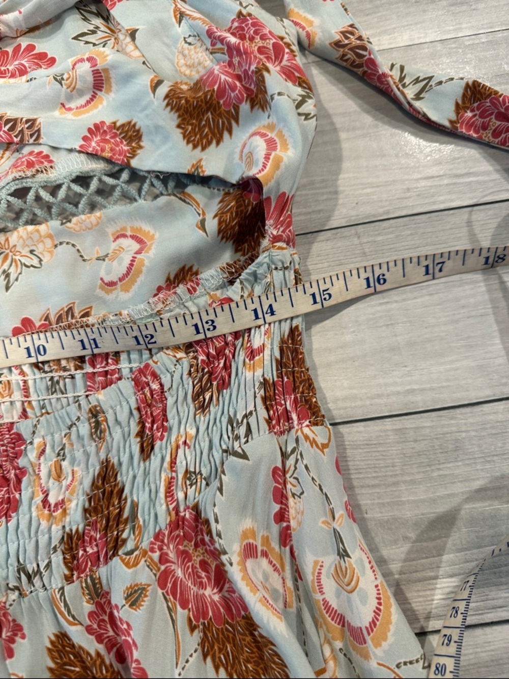 Jaase Sz Small Halter Maxi Dress in Light Blue and Pink Floral with Sexy Back - Picture 10 of 11